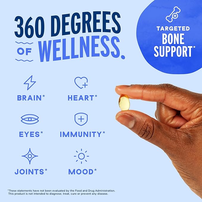 Oceanblue Professional Omega-3 2100 with Vitamin K2 and Vitamin D3 - Triple Strength Burpless Fish Oil Omega-3 Supplement with EPA &amp DHA - Wild Caught - Orange Flavor (120 Mini Count (Pack of 1))