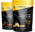 Transformation Chocolate &amp Vanilla Protein Powder | 30G Multi-Protein Superblend | Collagen Peptides Egg White &amp Plant Blend | MCT Oil | BCAA Amino Acids | Probiotics &amp Enzymes | Low Carb