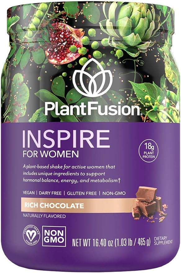 PlantFusion Inspire Plant Protein Powder for Women - Low Carb Protein Powder for Lean Muscle Support - Keto Gluten Free Soy Free Non-Dairy No Sugar Non-GMO - Rich Chocolate 1 lb