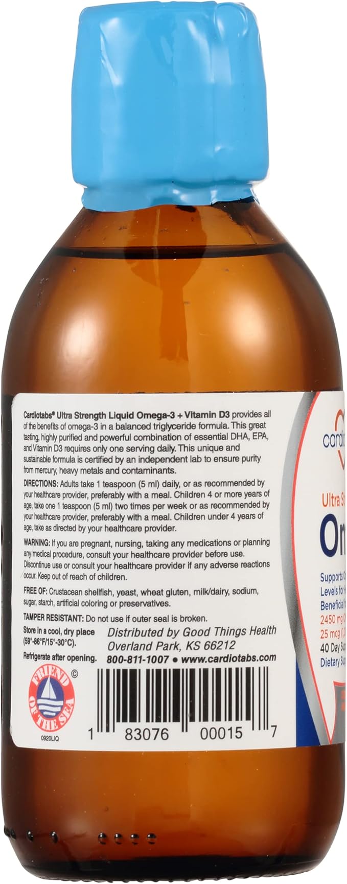 Ultra Strength Liquid Omega-3 + Vitamin D3 Fish Oil Supplements 4500mg Omega-3 Marine Oil from Fish Oil and Calamarine 2130mg DHA and EPA + 1000 IU of Vitamin D3-6.8 fl oz