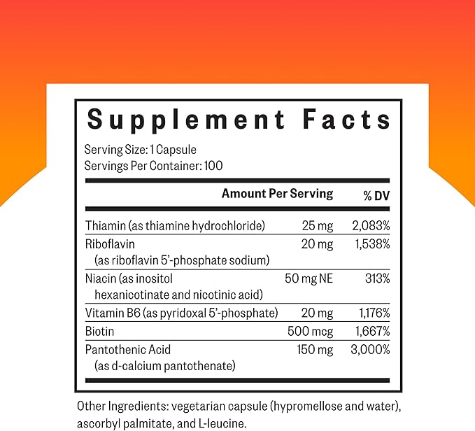 Seeking Health B-Minus - Complex Vitamin Supplement with Biotin &amp Riboflavin - Vitamin B Blend Supports Brain Health &amp Energy - 100 Capsules