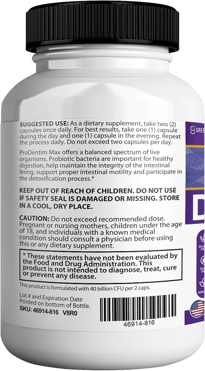 Dentuvium Max Probiotic Supplement - 40 Billion CFU - Supports Teeth Gums Throat Digestive Health - Gluten Free Sugar Free Non-GMO - 60 Capsules (3)