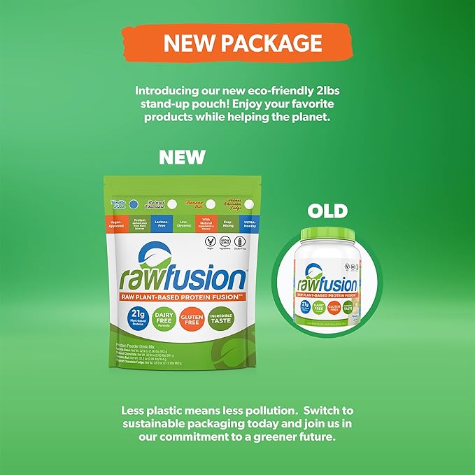 Rawfusion Vegan Protein Powder Vanilla Bean – 30 Servings 21g Plant-Based Protein Low Net Carbs Non-Dairy Gluten-Free Soy-Free Kosher Non-GMO 2.06lbs