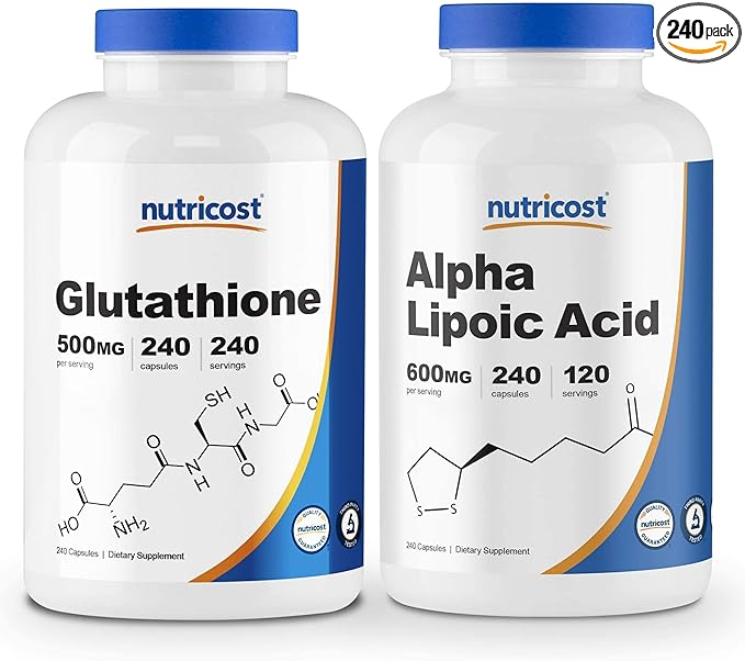 Nutricost Alpha Lipoic Acid 600mg 240 Caps Glutathione 500mg 240 Caps