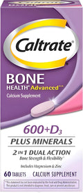 Caltrate 600+D3 Plus Minerals Calcium and Vitamin D Supplement Tablets Bone Health and Mineral Supplement for Adults - 60 Count