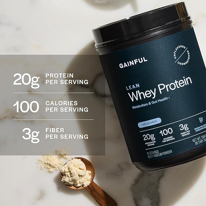 Gainful Lean Whey Protein Powder &amp Sweet Treat Flavor Bundle 20g Protein Supports Lean Muscle Metabolism and Satiety with Green Tea Extract &amp Digestive Enzymes14 Servings + 14 Flavor St