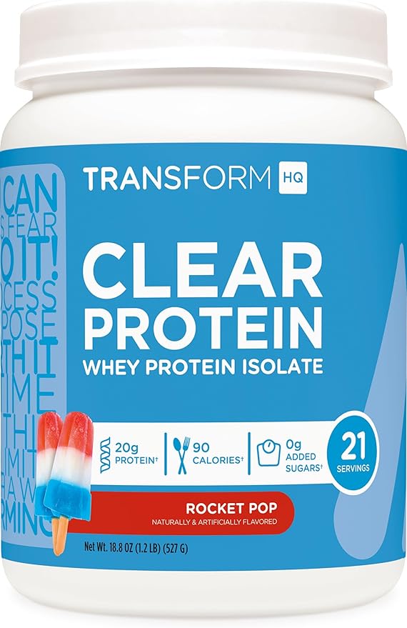 TransformHQ Clear Whey Protein Isolate (WPI) (Rocket Pop Flavored) 21 Servings - 20 Grams Protein Per Serving