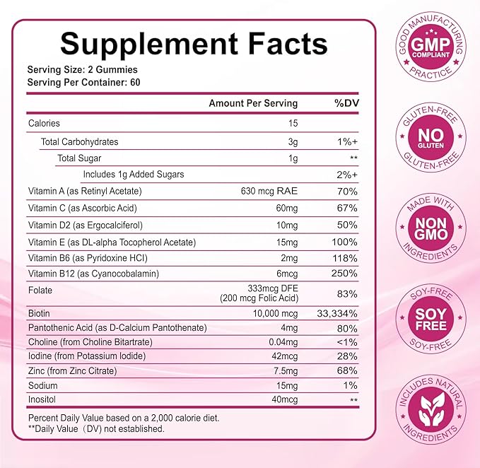 SCOLA Hair Skin and Nails Gummies Biotin (10000mcg) Hair Skin and Nails Vitamins Supplement for Women Men Supports Faster Hair Growth Stronger Nails Healthy Skin 240 Count