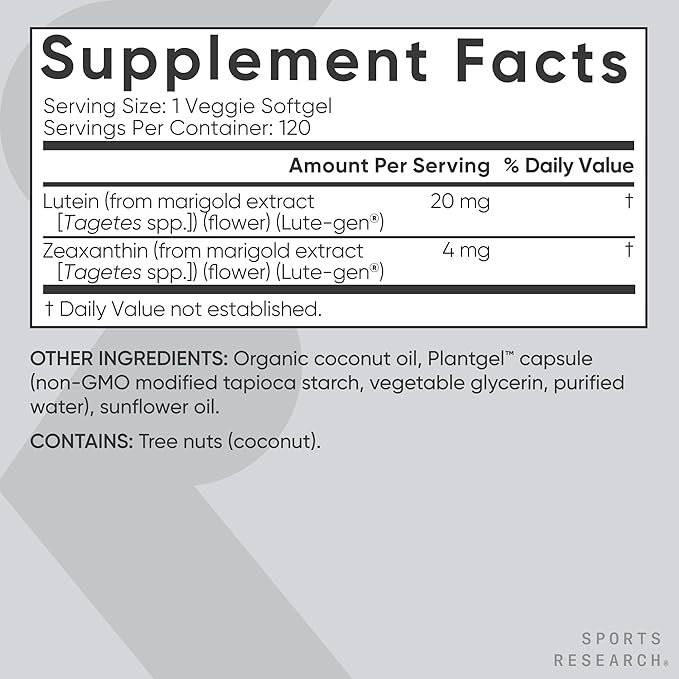 Sports Research Biotin (B7) 10000mcg + Lutein + Zeaxanthin (20mg) + Astaxanthin Supplement from Algae (6mg) - All Vegan | 120 Softgels Each | All Made with Coconut Oil for Better Absorption