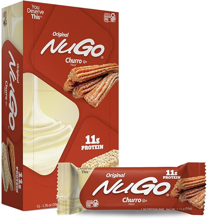 NuGo Protein Bar Churro 11g Protein Gluten Free 15 Count