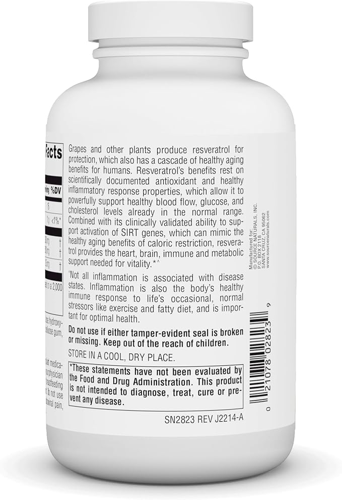 Source Naturals Resveratrol 500 Heart Support &amp Healthy Aging* 500 mg - 120 Tablets