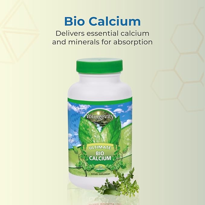 Youngevity Bio Calcium™ - Bioavailable Chelated Calcium + Magnesium Zinc Copper Potassium Boron - Absorbable Bone Support Supplement - (120 Capsules)
