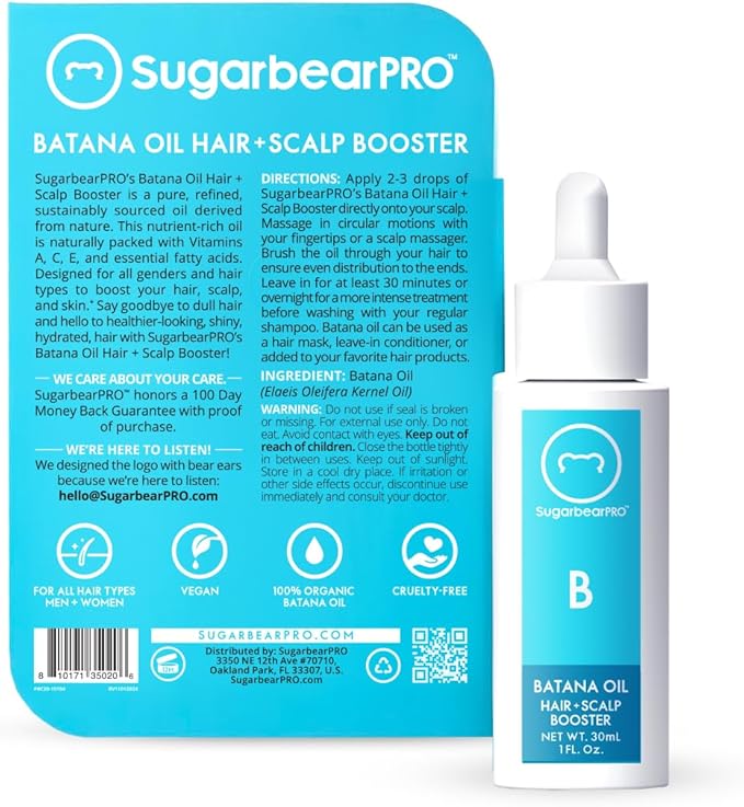 SugarBearPro Batana Hair Oil &amp Glass-Dropper Applicator 1oz + Vegan Hair Vitamin Gummies 1 Month Supply Extra Strength Biotin 6000mcg