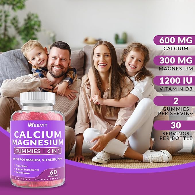 Sugar Free Calcium Gummies w/Vitamin D3 K2 Calcium Magnesium Zinc Gummies for Bone Muscle &amp Immune Algae CA Magnesium 2:1 Ratio Calcium Supplement for Women &amp Men - Vegan
