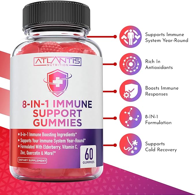 Atlantis Nutrition 8-in-1 Immune Support 60 Gummies + Ashwagandha 60 Gummies