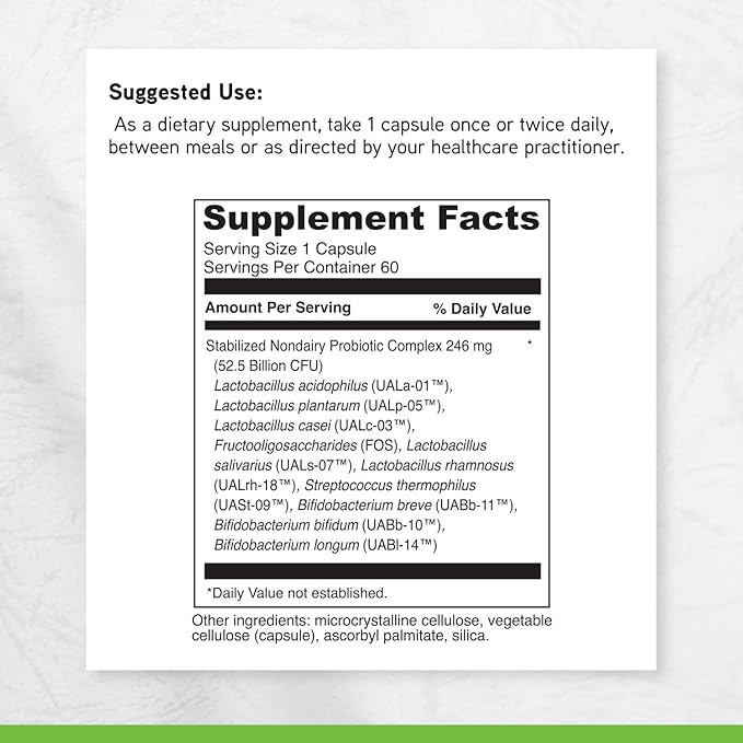 DAVINCI Labs Mega Probiotic ND 50 - Non-Dairy Probiotic Supplement with Prebiotic Fiber - Digestive &amp Immune Health Support* - Gut Support with Beneficial Bacteria* - 60 Vegetarian Capsules