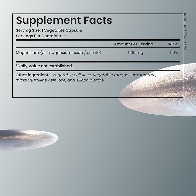 Magnesium Glycinate 500mg Capsules - High Absorption Chelated Magnesium Supplement for Sleep Stress Relief Muscle &amp Nerve Support - Non-Buffered Magnesium Pills for Daily Use (1)