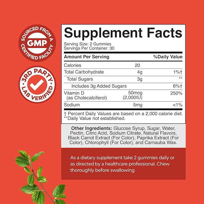 Bundle of Vitamin D3 Gummies for Daily Wellness &amp Bone Muscle &amp Immune Support and Natural Cranberry Gummies for Women and Men - for Urinary Tract Health Kidney Support Bladder &amp Immune He