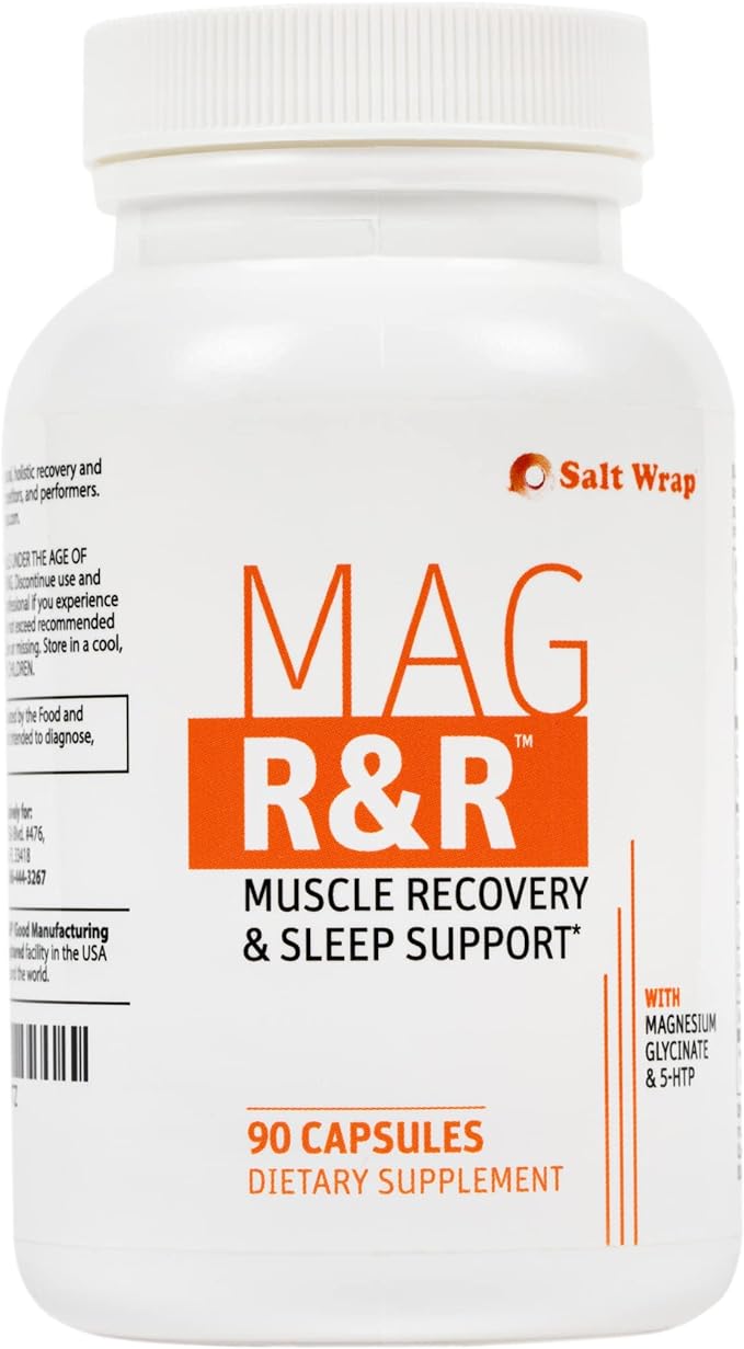 SaltWrap Mag R&ampR - Nighttime Muscle Cramps Support Natural Sleep Support for Adults with Magnesium Glycinate for Muscle Spasm and Leg Cramps Relief 90 Capsules