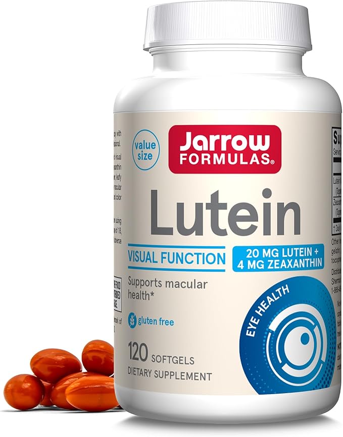 Jarrow Formulas Lutein 20 mg - 120 Softgels - Clinically Documented Eye Health &amp Support - With Zeaxanthin - 120 Servings