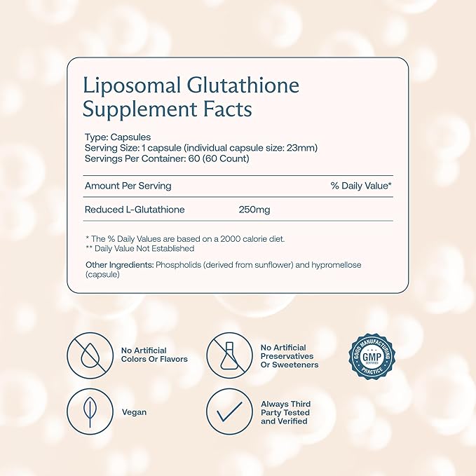 Bodybio Liposomal Glutathione | Body’s Most Powerful Antioxidant | Master Detoxification | Colon Cleanse| Optimal Cell Protection for Immune Defense | Enhanced Liposomal Absorption | 60 Capsules