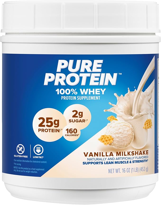 pure protein Powder Bundle - Whey High Protein Gluten-Free Vanilla Cream &amp Chocolate Flavors - 1 lb Each