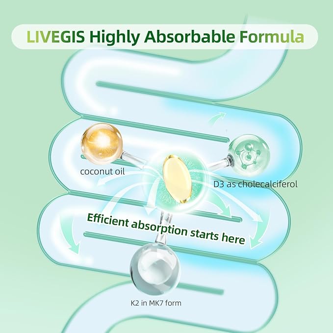 Vitamin D3 K2 Softgels D3 10000 IU with K2 (MK-7) 200 mcg with Coconut Oil Softgels Easy to Swallow 2 in 1 Vitamins D &amp K Supports Calcium Absorption Immune and Heart Health - 90 Counts