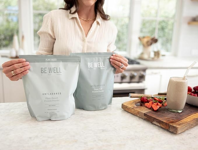 Be Well By Kelly Unflavored Plant-Based Protein Powder Vegan 20G of Protein &amp 8G of Fiber (1 Ingredient 20 Servings) 9 Amino Acids + 3 BCAAs No Soy No Dairy Stevia-Free No Sugar Added 1.68lb