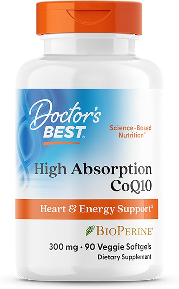 Doctor's Best High Absorption CoQ10 300mg with BioPerine Supplement - Coenzyme Q10 Softgels for Heart Health &amp Antioxidant Support CoQ10 300 mg for Women &amp Men Non GMO - 90 Veg Softgels
