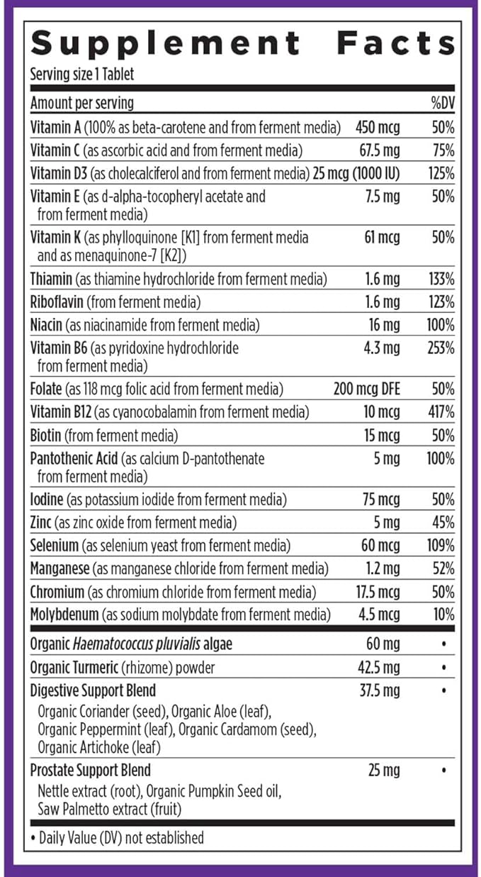 New Chapter Men’s Multivitamin 55+ Extra B6 &amp B12 D3 Astaxanthin Vitamin C &amp Zinc Immune Heart Cellular Energy and Brain Health Gentle on The Stomach One Daily Non-GMO 48 Tablets