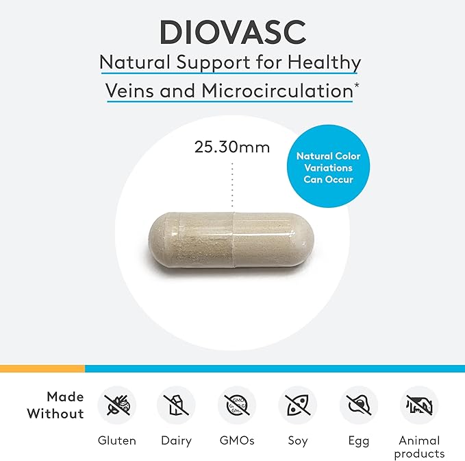 XYMOGEN DioVasc - Support for Healthy Veins Capillaries Blood Circulation - Micronized Diosmin for Enhanced Absorption - Blood Flow Supplement Helps Promote Normal Lymphatic Drainage (60 Capsules)