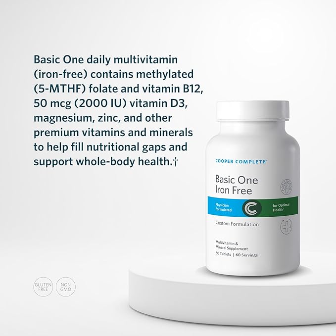 Cooper Complete - One a Day Complete Multivitamin Without Iron - Daily Multivitamin and Mineral Supplement - 60 Day Tablets per Bottle. Pack of 1