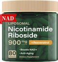 NAD Resveratrol Supplement Plus Extra Strength Nicotinamide Riboside NR 900mg for Women &amp Men NAD Supplement NMN Alternative– Liposomal Formula for Energy Anti-Aging