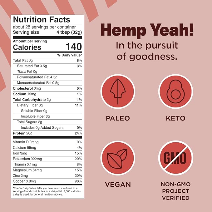 Manitoba Harvest Hemp Yeah Organic Max Protein Powder Unsweetened 32oz with 20g Protein and 4.5g Omegas 3&amp6 per Serving Keto-Friendly Preservative Free Non-GMO Packaging May Vary