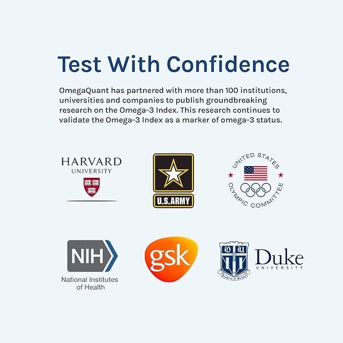 Omega Quant Omega-3 Index Plus Test Kit - Measures Blood Levels of Omega-3 Trans Fats and Omega-6:Omega-3 Ratios | The Original Omega-3 Blood Test Home Kit