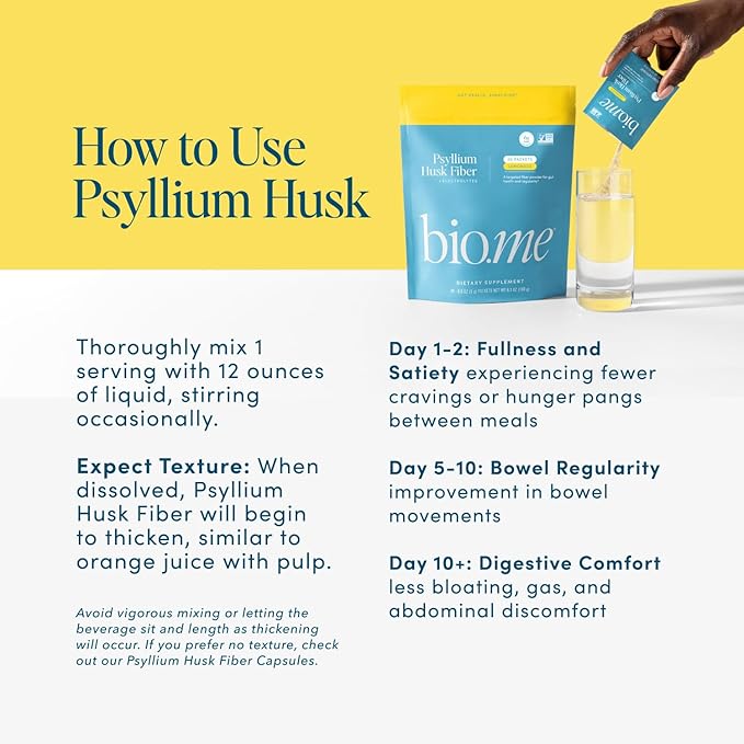 Psyllium Husk Fiber Lemonade 20 Count Travel Packs (6g Per Packet) - Psyllium Husk Powder for Digestive Health &amp Bloating Relief Gluten Free Sugar Free Prebiotic Fiber Powder Non-GMO Supplement