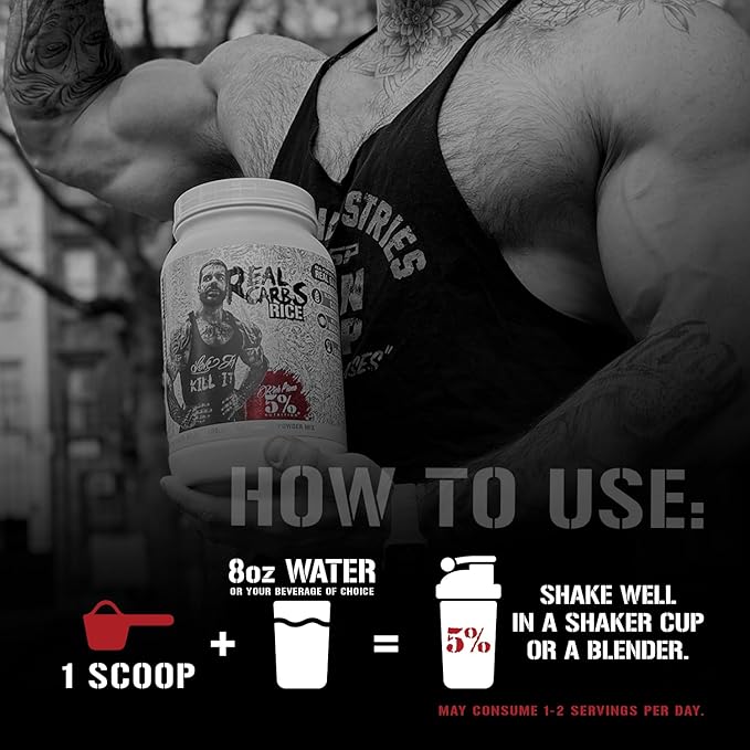5% Nutrition Rich Piana Real Carbs Rice with Real Food Complex Carbohydrates Long-Lasting Low Glycemic Energy for Pre-Workout/Post-Workout Recovery Meal 3.5 lb 40 Servings (Cocoa Heaven)
