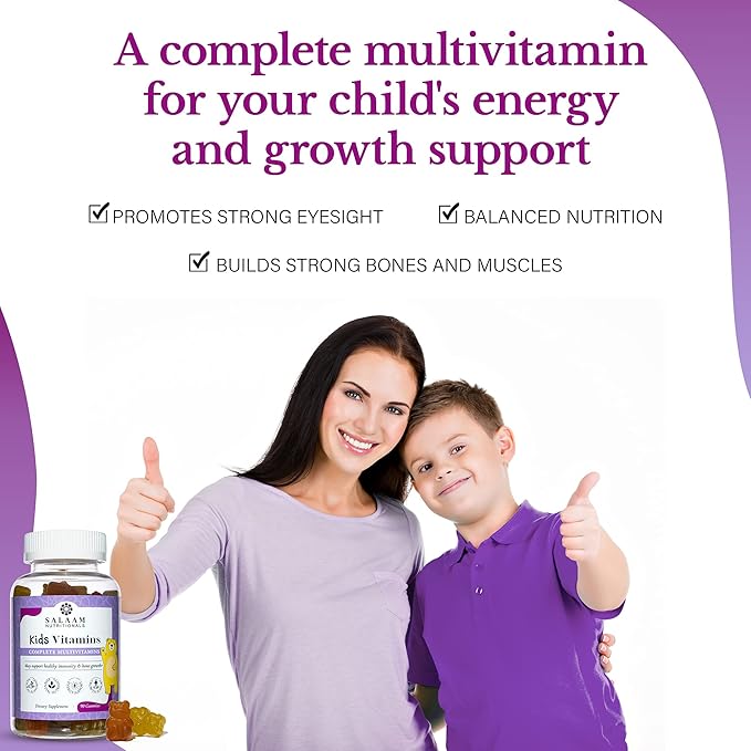 Salaam Nutritionals - Multivitamins Multivitamins for Kids Gummy Vitamins with 13 Essential Vitamins + Minerals Bone and Immunity Support 90 Count 3 Packs