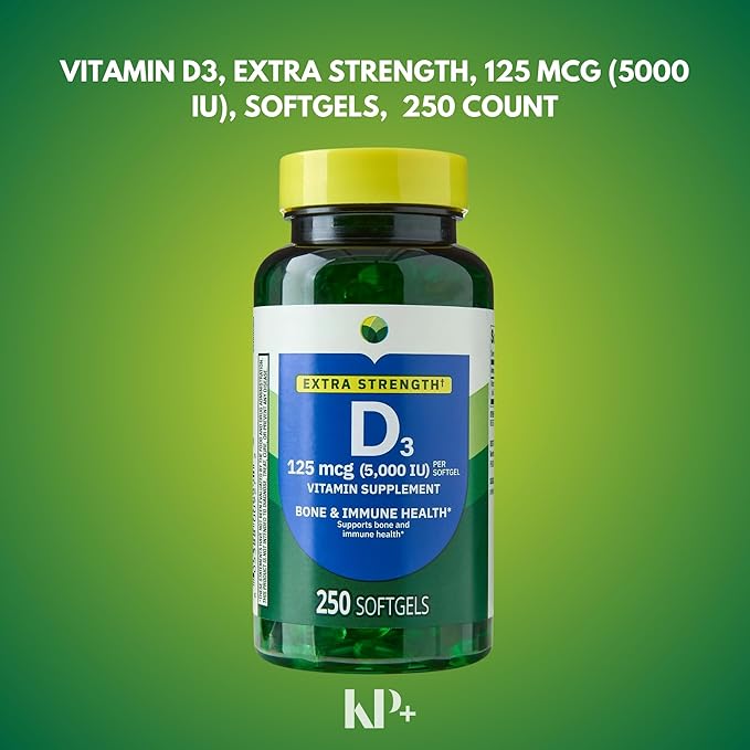 KP+ Vitamin D3 125 mcg (5000 IU) | Bone &amp Immune Health | Gluten Free | 250 Softgels | Pack of 1