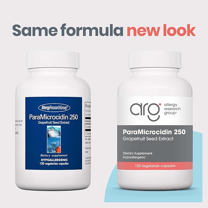 Allergy Research Group ParaMicrocidin 250 Supplement - Grapefruit Seed Extract 500mg Supports Metabolic Function Contaminant Free Vegetarian Capsules - 120 Count