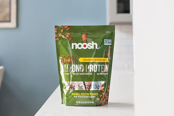 NOOSH Plant Based Almond Protein Powder Unflavored 35 Gram - Vegan All Natural Ingredients Non-GMO Gluten Free Kosher Peanut Free Soy Free Dairy Free (Unflavored)