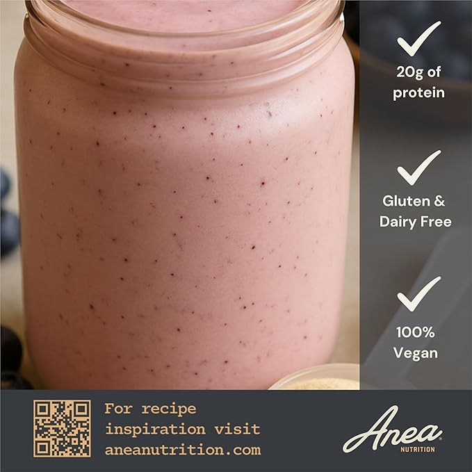 Anea Plant Protein - Unflavored | 20g Vegan Protein | Low Carb &lt1g | Complete Amino Acids | Dairy-Free Gluten-Free Cholesterol-Free | Neutral Flavor for Smoothies &amp Recipes | Made in GMP Faci
