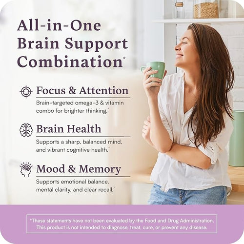 Accentrate110 - Focus Supplement - Methylated Vitamin B Complex with Omega 3 Fatty Acid Supplement - L-Methylfolate Vitamin B12 P-5-P Riboflavin VIT D – 60 Softgels (1 Month Supply)