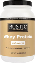 Premium Whey Protein Powder USA-Sourced No RBST/RBGH No Stevia or Sucralose Instantized Non-GMO Soy &amp Gluten Free (Unflavored 48 Oz)