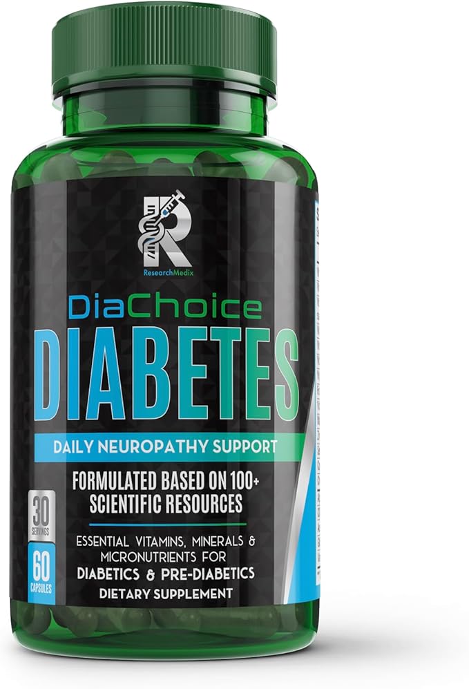 DiaChoice Neuropathy Support with Alpha Lipoic Acid 600 mg to Fortify Nerve Health &amp Support Healthy Nerve Function ALA Co Q10 Magnesium Zinc Vitamins B12 B9 B6 B3 B2 B1 D C E &amp