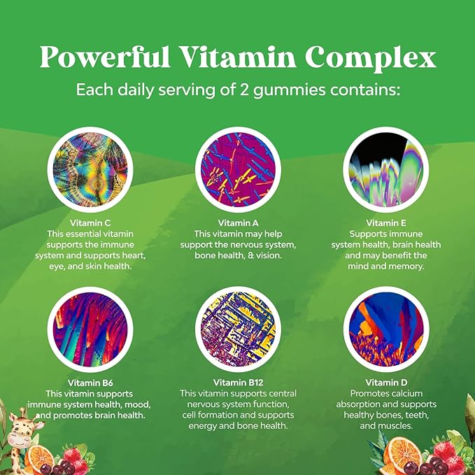 Bundle of Plant Based Kids Multivitamin Gummies with Vitamins A C D3 E B &amp Zinc for Immunity and Sambucus Elderberry for Kids Health - Black Elderberry Gummies with Zinc &amp Vitamin C for Immune