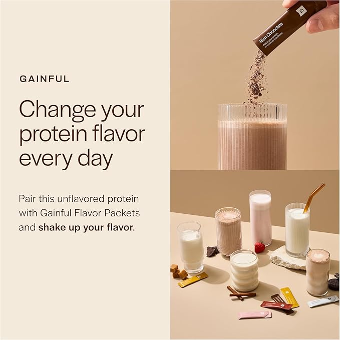 Gainful Isolate Only Whey Protein Powder + Neapolitan Flavor Bundle 25g Clean Protein Supports Lean Muscle and Recovery Virtually Lactose-Free Ultra Versatile 14 Servings + 14 Flavor Sticks