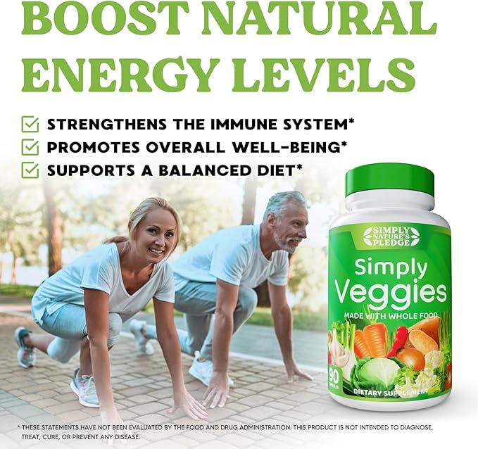 Simply Nature's Pledge - Made with Whole Food Superfoods Packed with Beta Carotene &amp 18 Different Vegetables - 100% Soy Free (90 Count (Pack of 3))