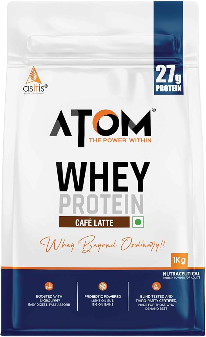 Asitis Nutrition AS-IT-is Atom Whey Protein 1kg/35.2 Oz with Digestive Enzymes | USA Labdoor Certified for Accuracy &amp Purity | Cafã© Latte Flavor | 27g Protein Cross-Flow Microfiltered Gluten-Free