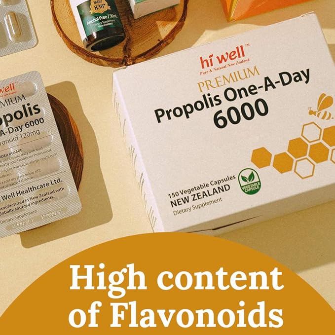 (Pack of 2) Hi Well Premium Propolis 6000 Flavonoid 120mg 150Capsules